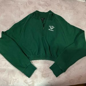Forever 21 Green Cropped Sweatshirt